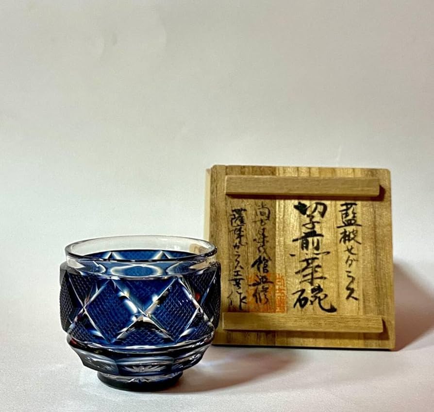Amazon.co.jp: 『薩摩切子 藍色被せ 猪口 ※SHIMADZU彫印あり